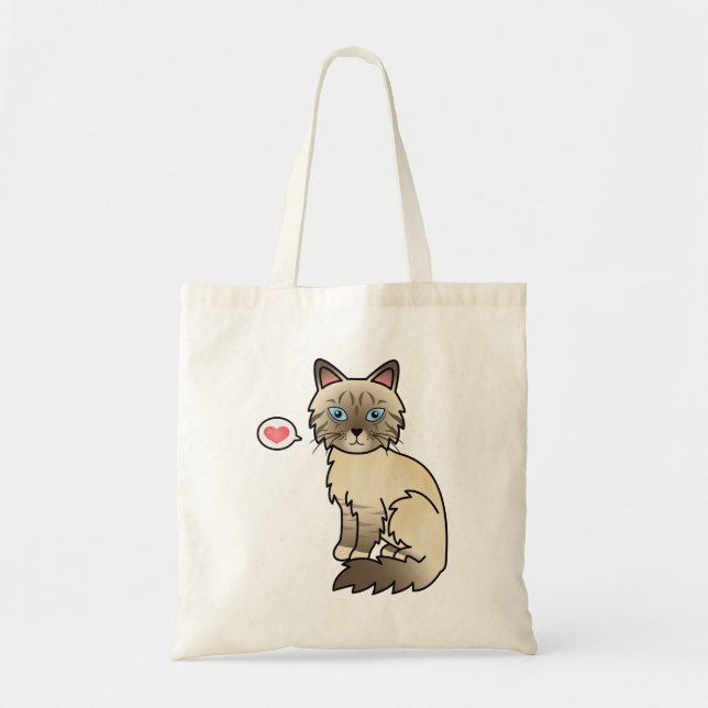 Bolsa Tote Birmanesa Tabby de Pontos de Chocolate e Ragdoll A (Frente)