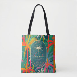 Bolsa Tote Birthday Beach party palm Tree sunset Watercolor