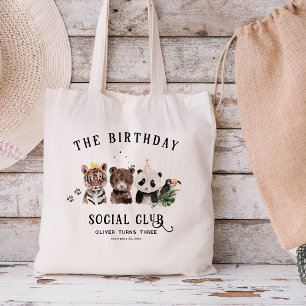 Bolsa Tote Birthday Club Nome das Crianças de Animais Selva