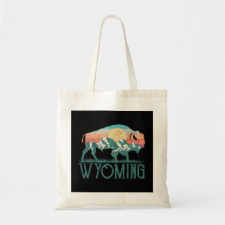 Bolsa Tote Bison Buffalo Retro Montanhas WY Wyoming Long Slee