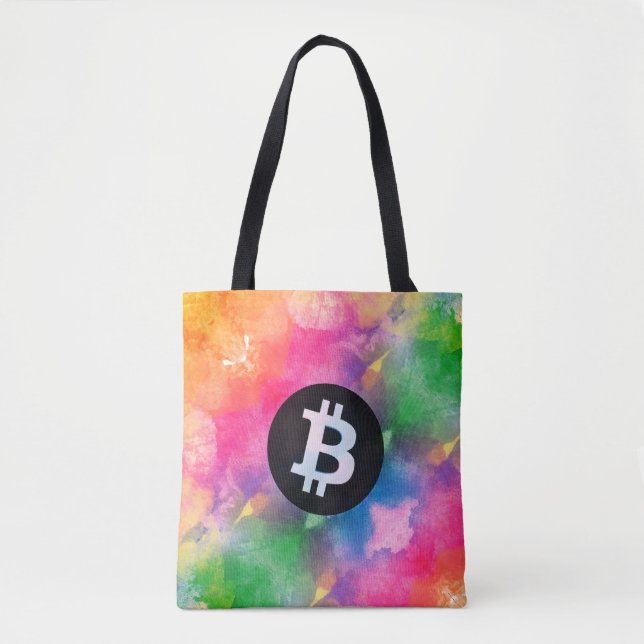 Bolsa Tote Bitcoin Aquarela (Estilo 1 - Gênesis) (Frente)
