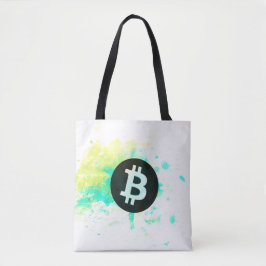 Bolsa Tote Bitcoin Aquarela (Estilo 7 - Pilha de Sats)