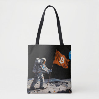 Bolsa Tote "Bitcoin Moon" Pintura a Óleo #1