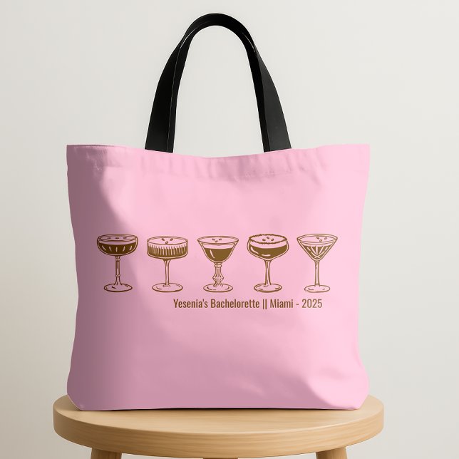 Bolsa Tote Blachelorette de Espresso Martini, Bridesmaid Rosa (Criador carregado)