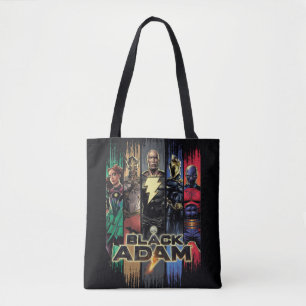 Bolsa Tote Black Adam Characters In Stripes Graphic