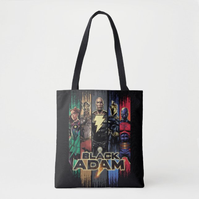 Bolsa Tote Black Adam Characters In Stripes Graphic (Frente)