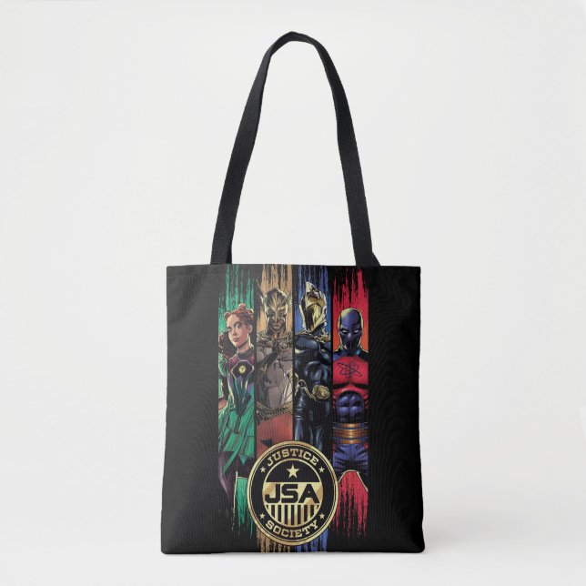 Bolsa Tote Black Adam Justice Society Heroes In Stripes (Frente)