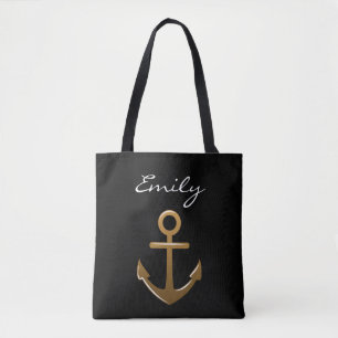 Bolsa Tote Black and Gold Anchor