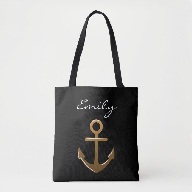 Bolsa Tote Black and Gold Anchor (Frente)