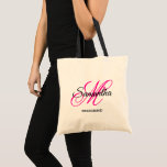 Bolsa Tote Black and Hot Pink Fancy Monogram Bridesmaid<br><div class="desc">A girly personalized monogram with a fancy calligraphy script pairing in hot pink and black. Create your own pretty tote bag as a thank you gift for a bridesmaid. Customize the font colors to match your wedding palette. The fancy flourish that is part of the monogram may need to be...</div>