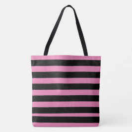 Bolsa Tote Black and Pink Stripes