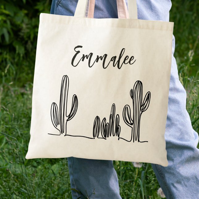 Bolsa Tote Black and White Boho Cactus (Criador carregado)