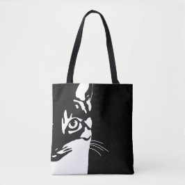 Bolsa Tote Black and White cat 657