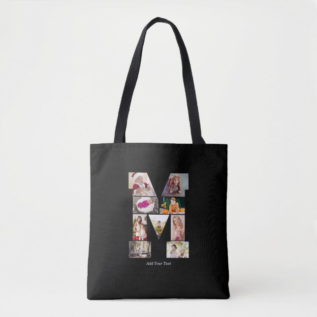 Bolsa Tote Black and White Letter M Photo Collage (Frente)