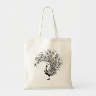 Bolsa Tote Black and White Peacock