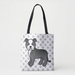 Bolsa Tote Black And White Staffordshire Bull Terrier Dog