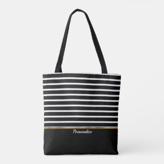 Bolsa Tote Black and White Striped - Customize