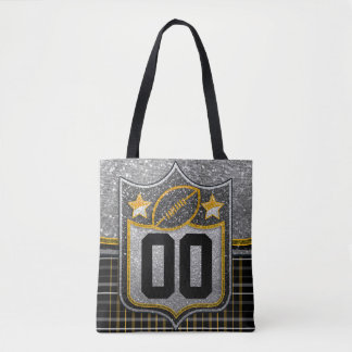 Bolsa Tote Black and Yellow Gold School Football Jersey