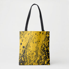 Bolsa Tote Black and Yellow Paint Splashes
