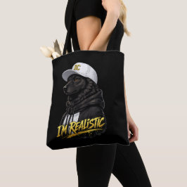 Bolsa Tote Black Anime Dog Streetwear Art | I'm Realistic