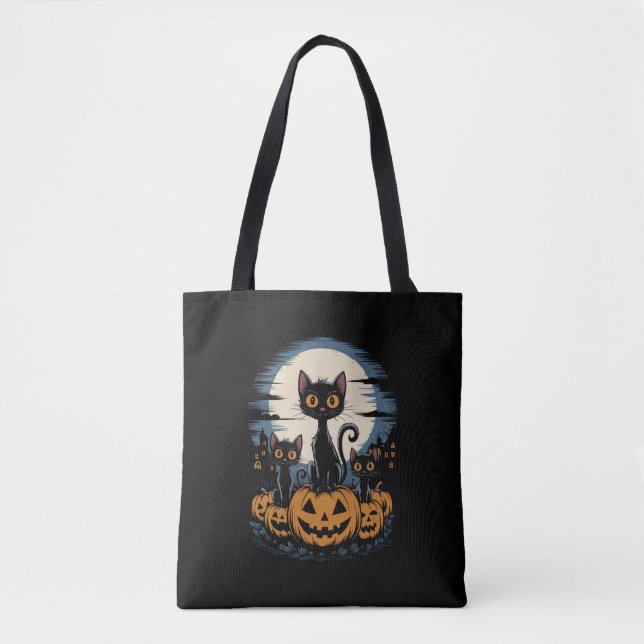 Bolsa Tote Black Cat Alover Halloween Stareen Van Gogh (Frente)