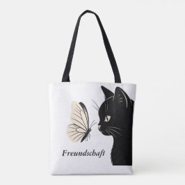 Bolsa Tote Black Cat and Butterfly Mysterious