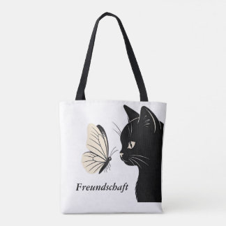 Bolsa Tote Black Cat and Butterfly Mysterious