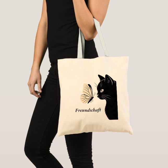Bolsa Tote Black Cat Butterfly Freundschaft (Frente (produto))