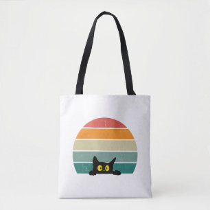 Bolsa Tote Black Cat Peeking Sunset Vintage 4