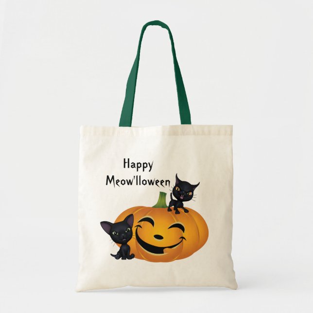 Bolsa Tote Black Cat Pumpkin Halloween Bag (Frente)