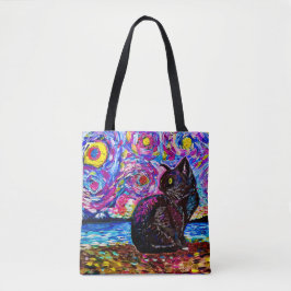 Bolsa Tote Black Cat Starry Night