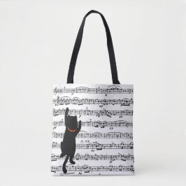 Bolsa Tote Black Cats On Sheet Music Token Bag