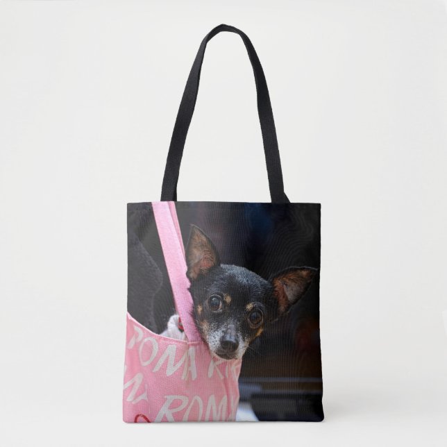 Bolsa Tote Black Chihuahua Comprando (Frente)