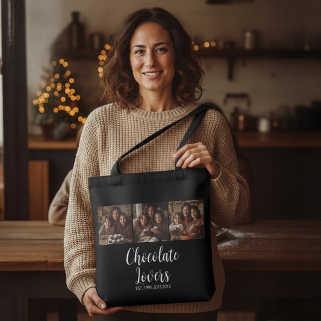 Bolsa Tote Black Chocolate Lovers Established 3 Photo Script (Criador carregado)