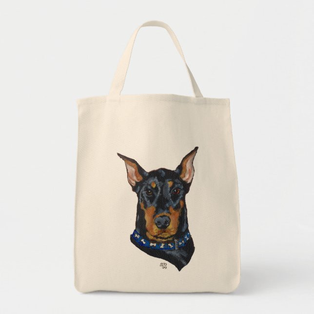 Bolsa Tote Black Doberman Pinscher (Frente)
