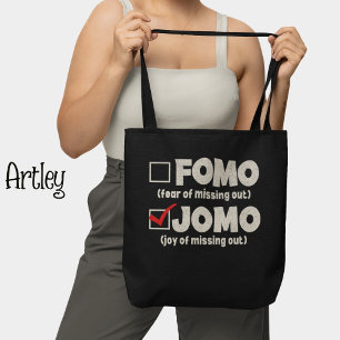 Bolsa Tote Black Funny FOMO JOMO marque a caixa Introduvert (