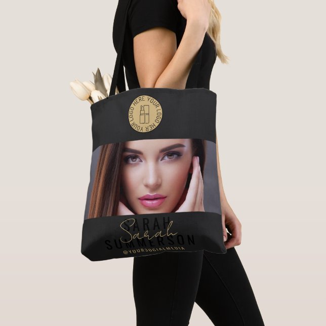 Bolsa Tote Black Gold Logo Social Media Makeup Studio (Close Up)