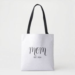 Bolsa Tote Black Graceful Script Established New Mom Gift