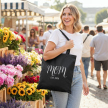 Black Graceful Script Established New Mom Gift