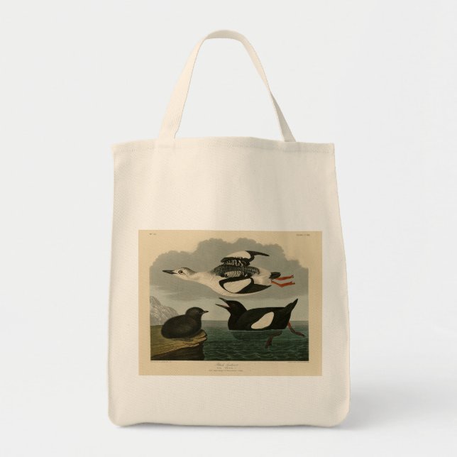 Bolsa Tote Black Guillemot das Aves da América de Audubon (Frente)