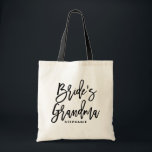Bolsa Tote Black Hand Lettering Bride's Grandma Personalized<br><div class="desc">Customizable bride's grandma tote bag. Modern and classic tote bag featuring black "bride's grandma" hand lettering script. Personalize by adding the receiver's name,  the hashtag of the wedding or other details. Perfect as a gift for your wedding party or bridal party.</div>