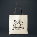 Bolsa Tote Black Hand Lettering Bride's Grandma Personalized<br><div class="desc">Customizable bride's grandma tote bag. Modern and classic tote bag featuring black "bride's grandma" hand lettering script. Personalize by adding the receiver's name,  the hashtag of the wedding or other details. Perfect as a gift for your wedding party or bridal party.</div>