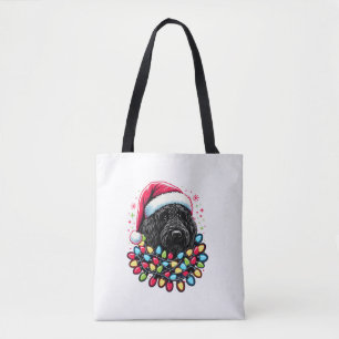 Bolsa Tote Black Labradoodle Árvore de Natal Xmas Luz Doodal