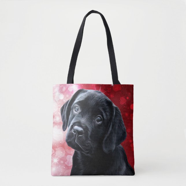 Bolsa Tote Black Labrador Puppy Cute Labrador Retriever (Frente)
