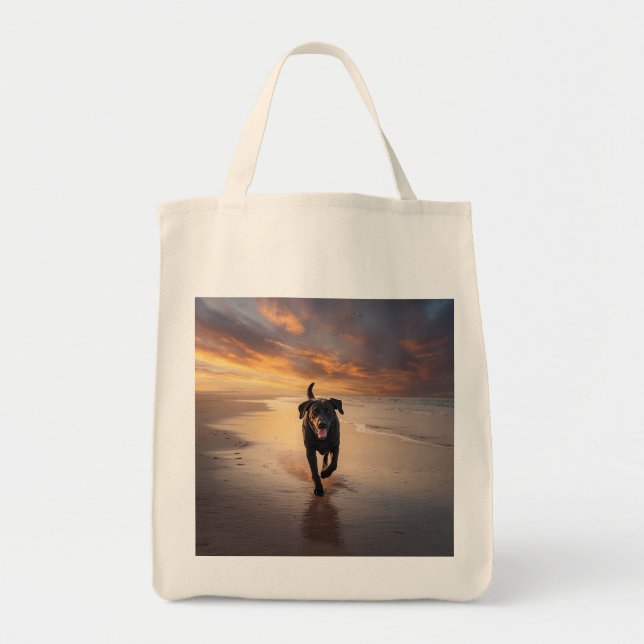 Bolsa Tote Black Labrador Retriever Elegant Grocery Tote Bag (Frente)