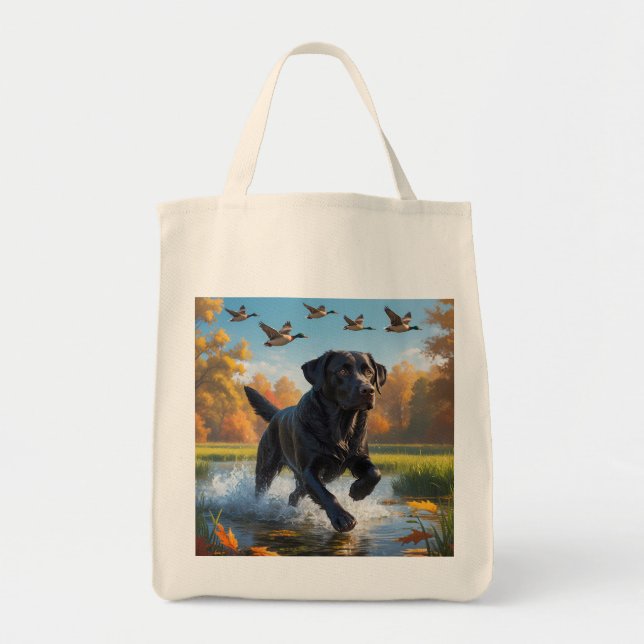 Bolsa Tote Black Labrador Retriever Elegant Grocery Tote Bag (Frente)