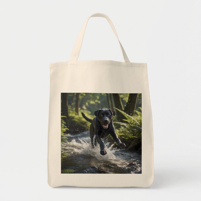 Bolsa Tote Black Labrador Retriever Elegant Grocery Tote Bag (Frente)