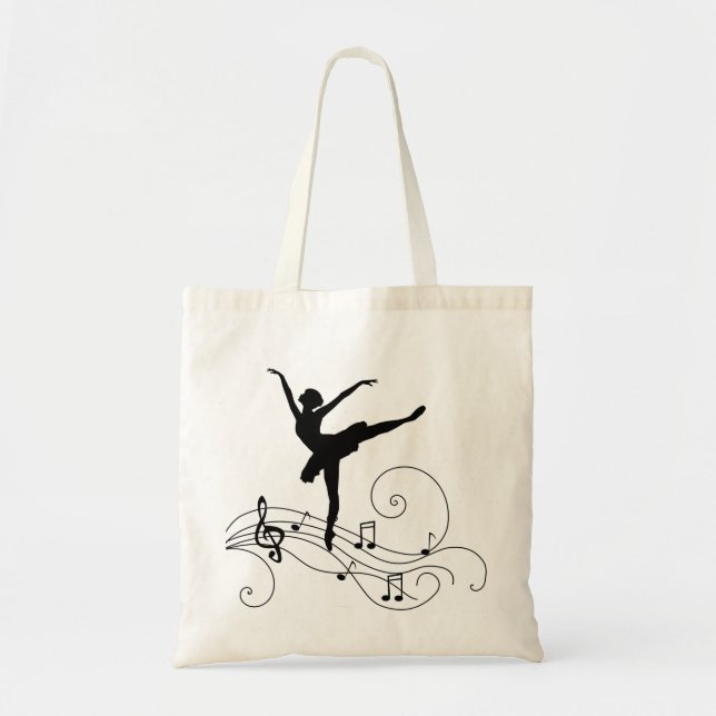 Bolsa Tote Black Music Notes e Ballerina (Frente)