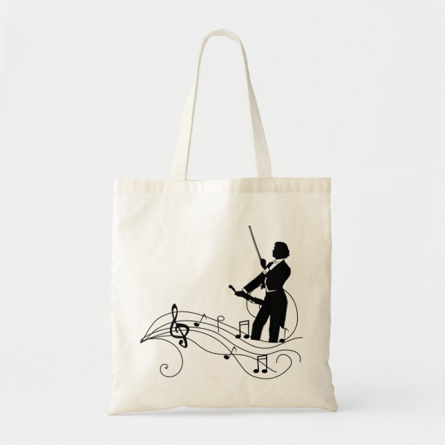 Bolsa Tote Black Music Notes e Violinista Tote Bag (Frente)