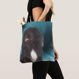 Bolsa Tote Black Pekingese Blue Swirls Dog Art